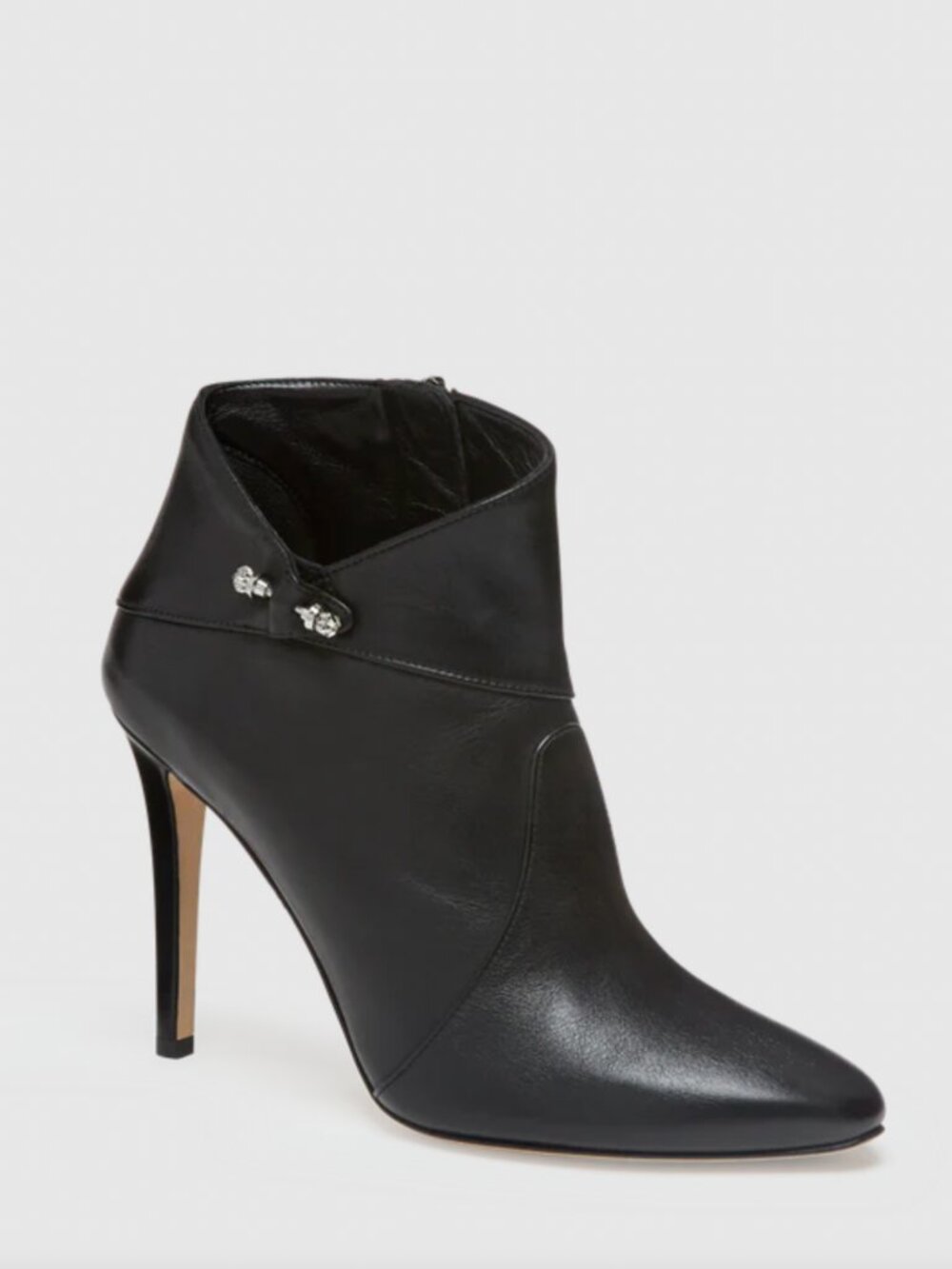 NIB Mia Becar Bella Stud Leather Ankle Booties Black Size 38